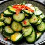 Cucumber salad with sesame seeds and chili dressing, Din Tai Fung inspired
